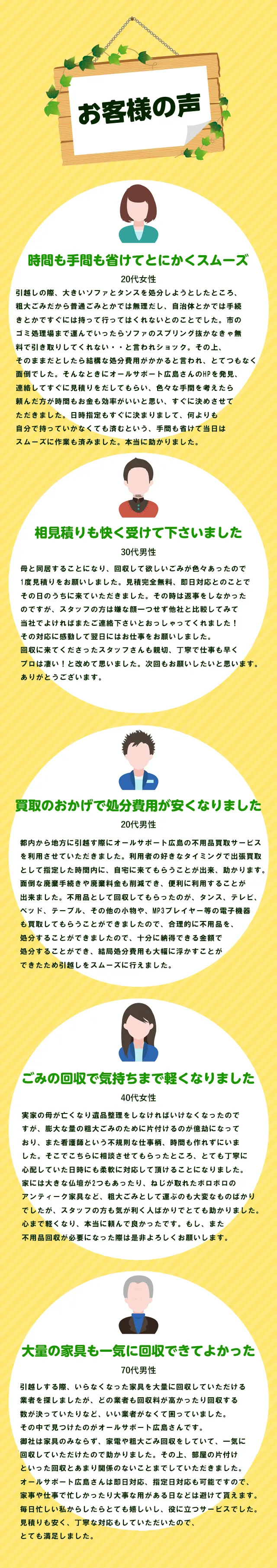 オールサポート広島をご利用いただいたお客様の声 丁寧な対応で安心できました
